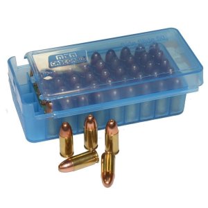 Krabička na náboje MTM Cases, Pistol/ Revolver, 50ks .45ACapod., transparentná zelená
